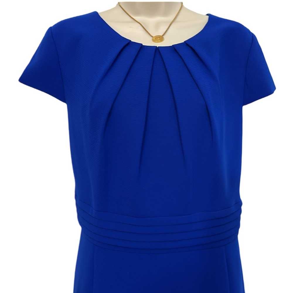 Tahari Arthur S. Levine Royal Blue Cap Sleeve Sheath Dress - Picture 3 of 5
